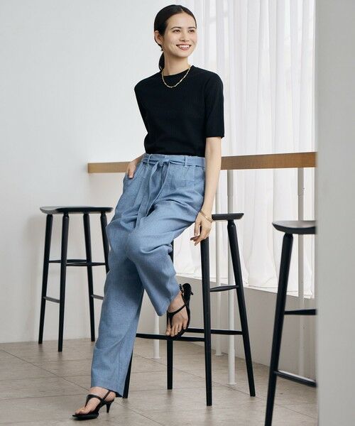 L size ONWARD(大きいサイズ) / エルサイズオンワード その他パンツ | 【カタログ掲載】コットンリネンシャンブレーテーパード パンツ | 詳細6