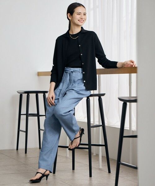 L size ONWARD(大きいサイズ) / エルサイズオンワード その他パンツ | 【カタログ掲載】コットンリネンシャンブレーテーパード パンツ | 詳細7