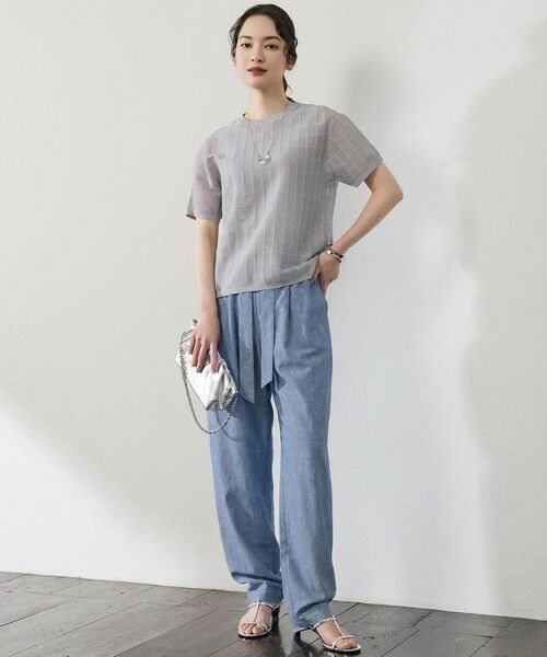 L size ONWARD(大きいサイズ) / エルサイズオンワード その他パンツ | 【17号サイズまで展開・カタログ掲載】コットンリネンシャンブレーテーパード パンツ | 詳細9