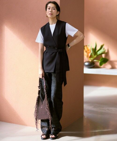 L size ONWARD(大きいサイズ) / エルサイズオンワード その他パンツ | 【17号サイズまで展開・カタログ掲載】ジオメトリックレース パンツ | 詳細10