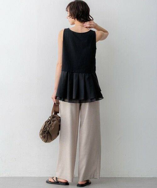 L size ONWARD(大きいサイズ) / エルサイズオンワード その他パンツ | リネンライクグロッシー ワイドパンツ | 詳細6