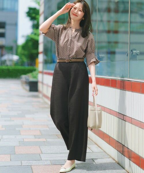 L size ONWARD(大きいサイズ) / エルサイズオンワード その他パンツ | 【CanCam掲載】リネンライクグロッシー ワイドパンツ | 詳細21