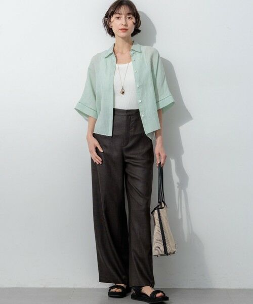 L size ONWARD(大きいサイズ) / エルサイズオンワード その他パンツ | リネンライクグロッシー ワイドパンツ | 詳細23