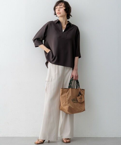 L size ONWARD(大きいサイズ) / エルサイズオンワード カーゴパンツ | 【見上愛さん着用】コットンスラブポプリン カーゴパンツ | 詳細6