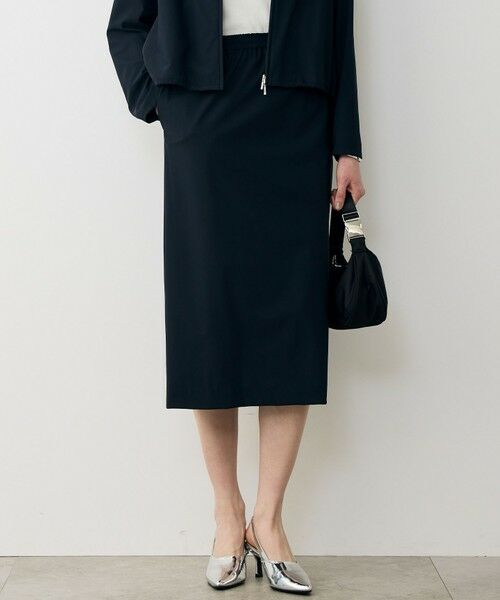 L size ONWARD(大きいサイズ) / エルサイズオンワード ミニ・ひざ丈スカート | アトラストリコット ナロースカート（ネイビー）