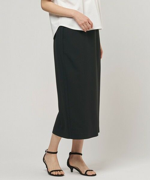 L size ONWARD(大きいサイズ) / エルサイズオンワード ミニ・ひざ丈スカート | 【セットアップ対応】Light ジョーゼット ナロー スカート（ブラック系）