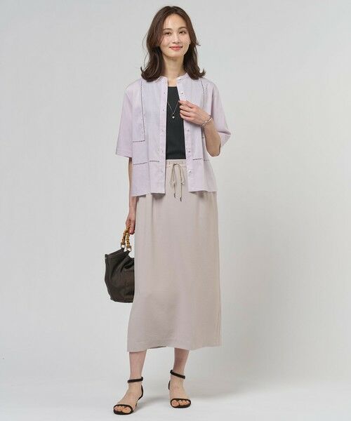 L size ONWARD(大きいサイズ) / エルサイズオンワード ミニ・ひざ丈スカート | 【セットアップ対応】Light ジョーゼット ナロー スカート | 詳細4