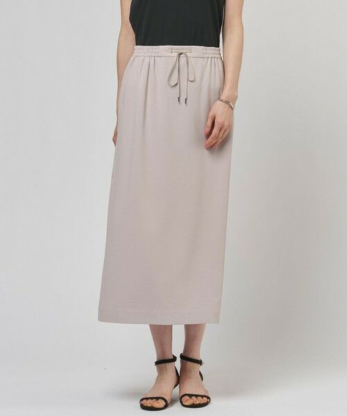 L size ONWARD(大きいサイズ) / エルサイズオンワード ミニ・ひざ丈スカート | 【セットアップ対応】Light ジョーゼット ナロー スカート（ベージュ系）