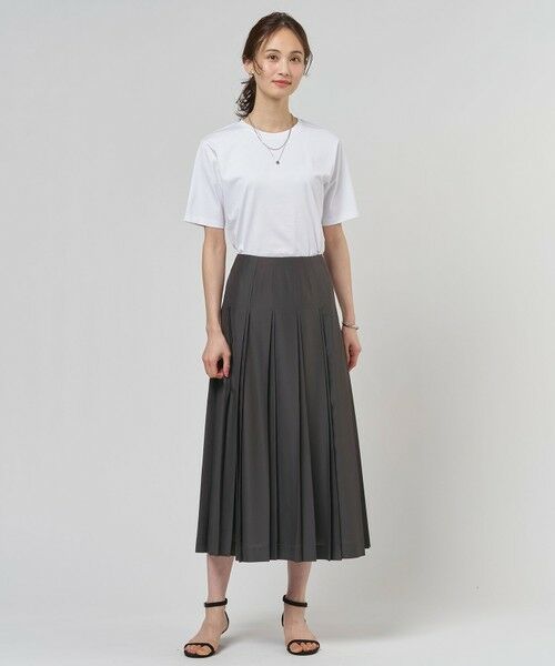 L size ONWARD(大きいサイズ) / エルサイズオンワード ロング・マキシ丈スカート | エアリースパンボイル プリーツ スカート | 詳細3