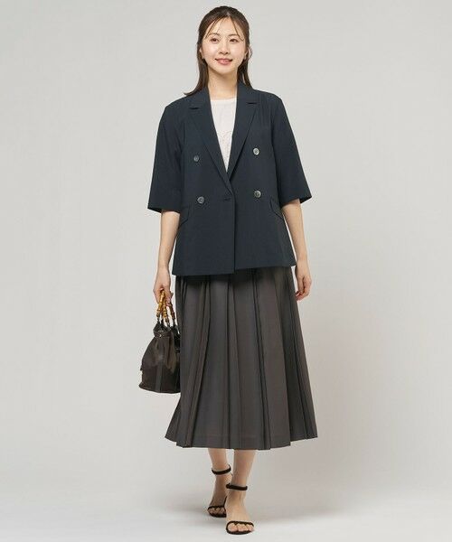 L size ONWARD(大きいサイズ) / エルサイズオンワード ロング・マキシ丈スカート | エアリースパンボイル プリーツ スカート | 詳細6