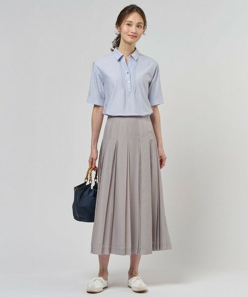 L size ONWARD(大きいサイズ) / エルサイズオンワード ロング・マキシ丈スカート | エアリースパンボイル プリーツ スカート | 詳細8