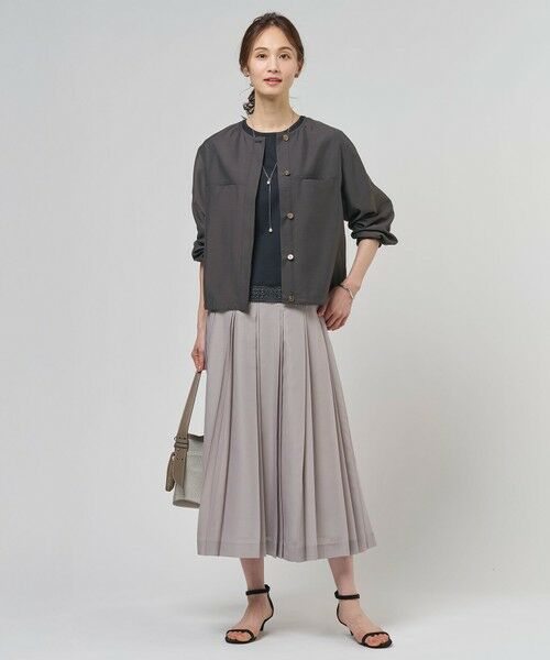 L size ONWARD(大きいサイズ) / エルサイズオンワード ロング・マキシ丈スカート | エアリースパンボイル プリーツ スカート | 詳細10