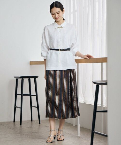 L size ONWARD(大きいサイズ) / エルサイズオンワード ミニ・ひざ丈スカート | 【カタログ掲載・セットアップ対応】マルチストライプジャカード スカート | 詳細3