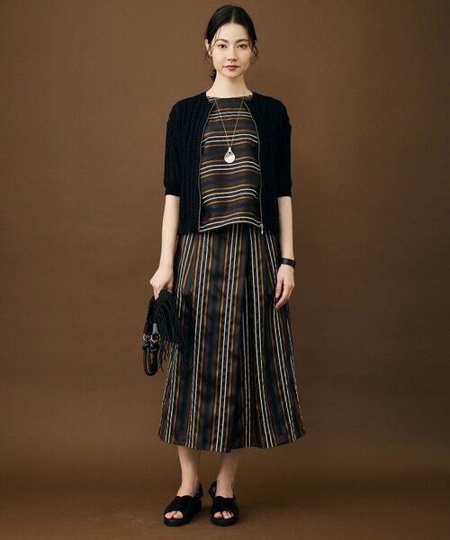 L size ONWARD(大きいサイズ) / エルサイズオンワード ミニ・ひざ丈スカート | 【カタログ掲載・セットアップ対応】マルチストライプジャカード スカート | 詳細5