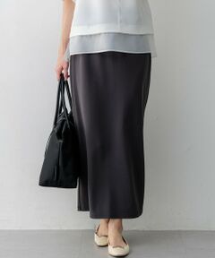 L size ONWARD(大きいサイズ) / エルサイズオンワード ミニ・ひざ丈スカート | ダブルフェイスジャージー Iラインスカート