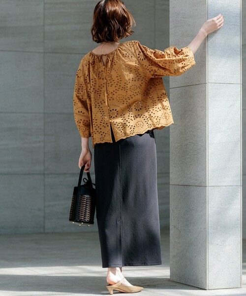 L size ONWARD(大きいサイズ) / エルサイズオンワード ミニ・ひざ丈スカート | ダブルフェイスジャージー Iラインスカート | 詳細3