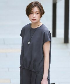 L size ONWARD(大きいサイズ) / エルサイズオンワード シャツ・ブラウス | FluidBackSatin フレンチスリーブブラウス