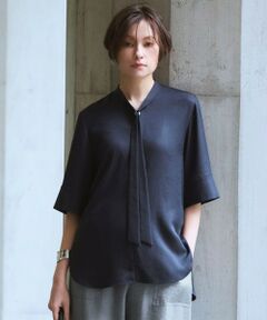 L size ONWARD(大きいサイズ) / エルサイズオンワード シャツ・ブラウス | ストレッチシルキーツイル タイブラウス