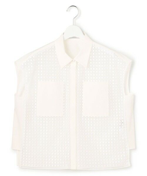 L size ONWARD(大きいサイズ) / エルサイズオンワード シャツ・ブラウス | 【WEB＆一部店舗限定】 SustainableSquareLace フレンチスリーブシャツ（オフホワイト）