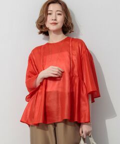 L size ONWARD(大きいサイズ) / エルサイズオンワード シャツ・ブラウス | ソフトシアーフィルム フレアシルエット 2WAY ブラウス