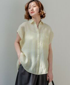 L size ONWARD(大きいサイズ) / エルサイズオンワード シャツ・ブラウス | LIBECOリネン ストライプ シャツ