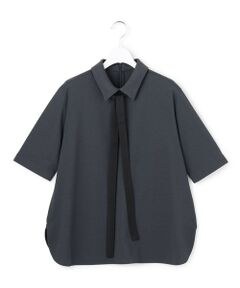 L size ONWARD(大きいサイズ) / エルサイズオンワード カットソー | 【WEB限定カラーあり】マラボーテライトジョーゼット 半袖ボウタイ付きシャツカラートップス