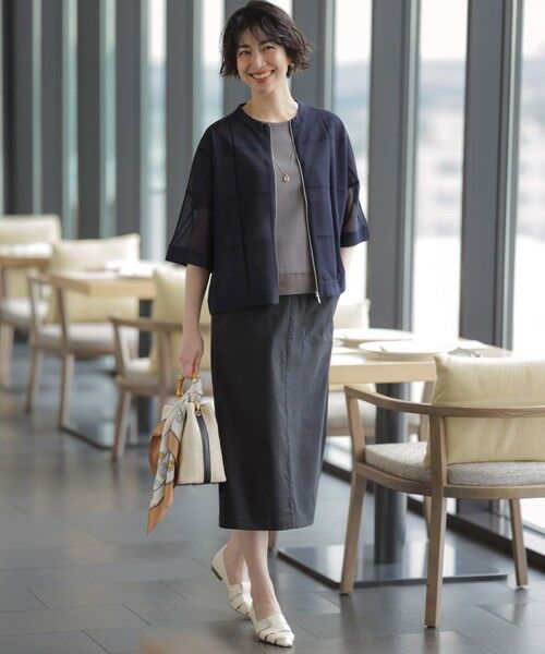 L size ONWARD(大きいサイズ) / エルサイズオンワード カットソー | 【シーンレスに活躍】コットンスムース シアーデザイン カットソー | 詳細9