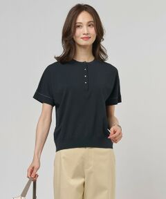L size ONWARD(大きいサイズ) / エルサイズオンワード ニット・セーター | COOL MINT COTTON POLYESTER ヘンリーネック ニット プルオーバー