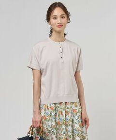 L size ONWARD(大きいサイズ) / エルサイズオンワード ニット・セーター | COOL MINT COTTON POLYESTER ヘンリーネック ニット プルオーバー