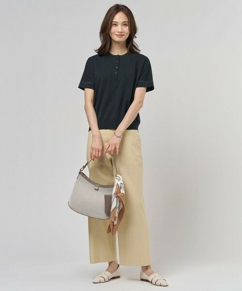 L size ONWARD(大きいサイズ) / エルサイズオンワード ニット・セーター | COOL MINT COTTON POLYESTER ヘンリーネック ニット プルオーバー | 詳細1