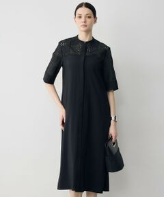 L size ONWARD(大きいサイズ) / エルサイズオンワード ロング・マキシ丈ワンピース | Vi/Nyライトタフタ エンブロイダリーワンピース