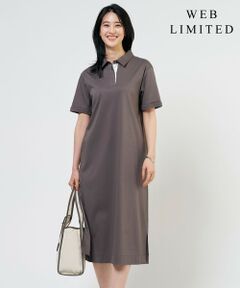 L size ONWARD(大きいサイズ) / エルサイズオンワード ロング・マキシ丈ワンピース | 【WEB限定】コットンスムース ポロワンピース