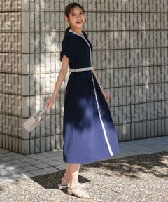 L size ONWARD(大きいサイズ) / エルサイズオンワード ロング・マキシ丈ワンピース | バイカラー ワンピース
