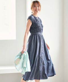 L size ONWARD(大きいサイズ) / エルサイズオンワード ロング・マキシ丈ワンピース | フロントボタンシャーリング ワンピース