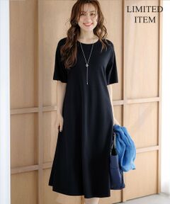 L size ONWARD(大きいサイズ) / エルサイズオンワード ロング・マキシ丈ワンピース | 【Lサイズ限定】レーヨンポリエステルストレッチ ニット フレア ワンピース