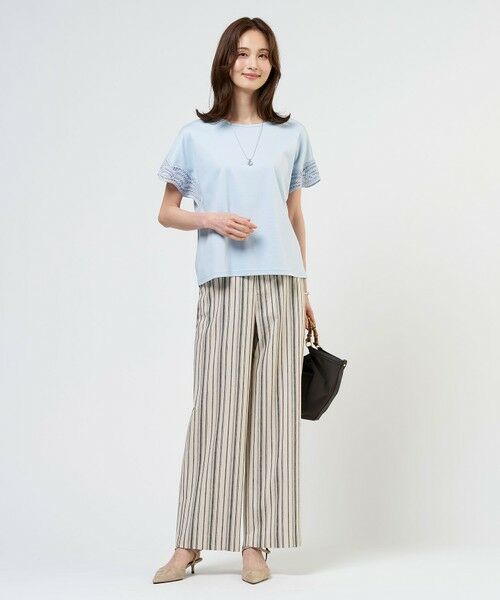 L size ONWARD(大きいサイズ) / エルサイズオンワード その他パンツ | 【WEB限定カラーあり】リネンレーヨン 柄 ワイドパンツ | 詳細5