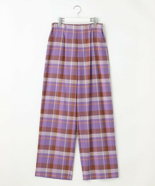 L size ONWARD(大きいサイズ) / エルサイズオンワード その他パンツ | 【SHIHOさん着用・セットアップ対応】コットンリネンチェックワイドストレート パンツ | 詳細18