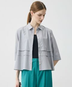 L size ONWARD(大きいサイズ) / エルサイズオンワード シャツ・ブラウス | クリアタフタ レイヤードディテール クロップドシャツ