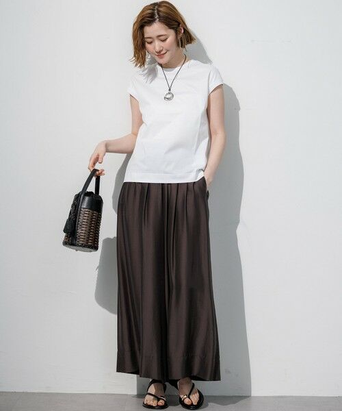 L size ONWARD(大きいサイズ) / エルサイズオンワード カットソー | シルキータッチ フレンチスリーブ Tシャツ | 詳細1