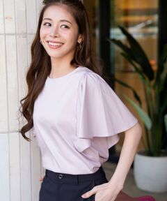 L size ONWARD(大きいサイズ) / エルサイズオンワード カットソー | 【シルクタッチさら魅せTシャツ】袖フレア プルオーバー