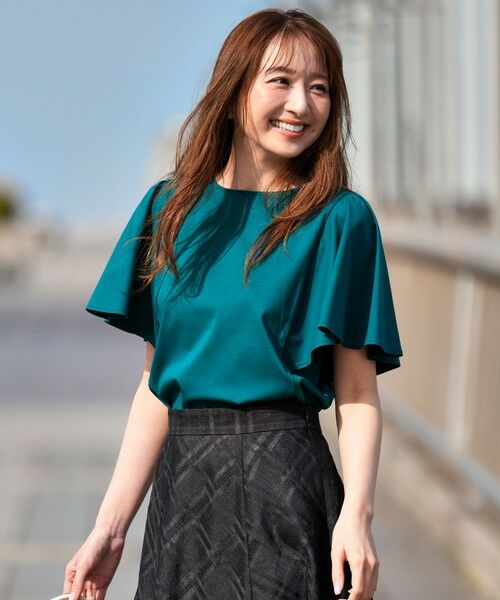 L size ONWARD(大きいサイズ) / エルサイズオンワード カットソー | 【シルクタッチさら魅せTシャツ】袖フレア プルオーバー | 詳細22