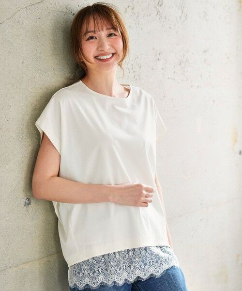 L size ONWARD(大きいサイズ) / エルサイズオンワード カットソー | 【シルクタッチさら魅せTシャツ】後ろコクーン プルオーバー | 詳細1