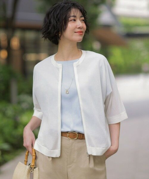 L size ONWARD(大きいサイズ) / エルサイズオンワード ブルゾン | SHEER LIGHT KNIT ブルゾン（オフホワイト系）