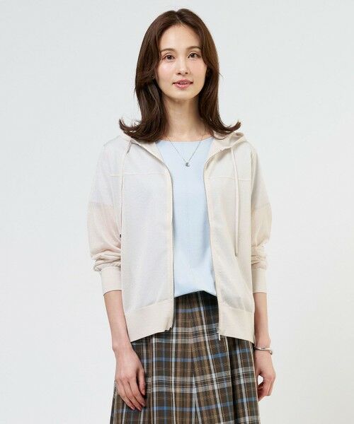 L size ONWARD(大きいサイズ) / エルサイズオンワード パーカー | 【WEB限定カラーあり】SHEER LIGHT KNIT パーカー（グレージュ系）