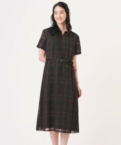 L size ONWARD(大きいサイズ) / エルサイズオンワード ロング・マキシ丈ワンピース | シャドーチェック ワンピース