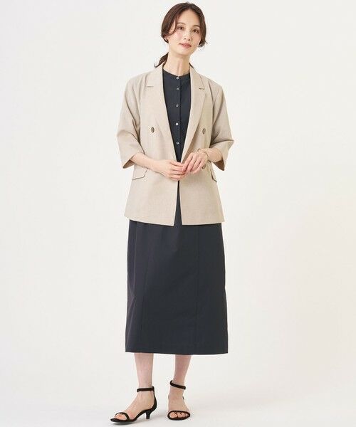 L size ONWARD(大きいサイズ) / エルサイズオンワード ミニ丈・ひざ丈ワンピース | ソフトタフタクロス シャツ ワンピース | 詳細18