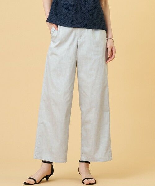 L size ONWARD(大きいサイズ) / エルサイズオンワード その他パンツ | ソフトシャンブレー ストレートパンツ（ライトグレー系）