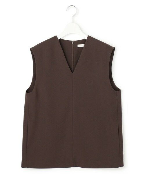 L size ONWARD(大きいサイズ) / エルサイズオンワード ベスト | FluidBackSatin Vネックジレ（ダークブラウン）