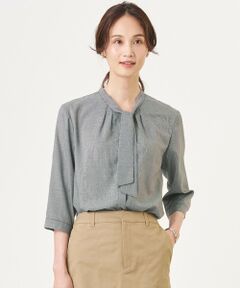 L size ONWARD(大きいサイズ) / エルサイズオンワード シャツ・ブラウス | 【シーンレスに活躍】ウォッシャブルキュプラツイル ボウタイ ブラウス