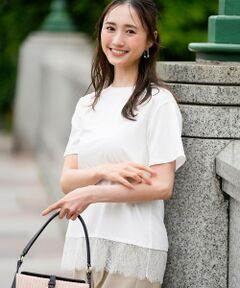 L size ONWARD(大きいサイズ) / エルサイズオンワード カットソー | 裾レース半袖Ｔシャツ
